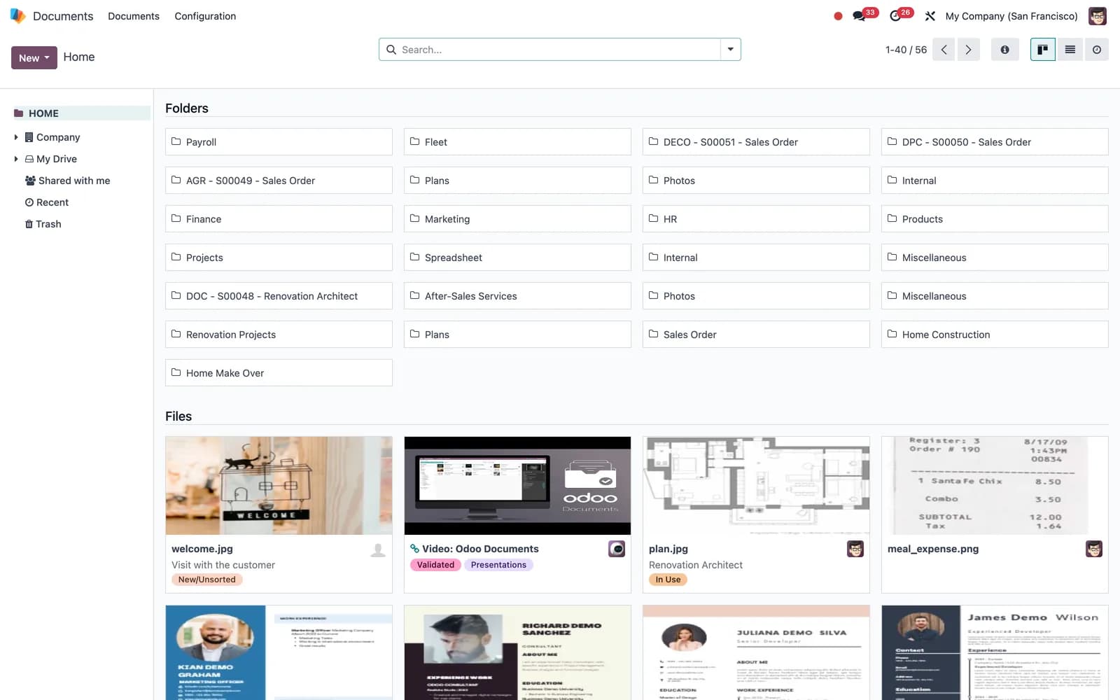 Odoo Documents: Documents workspace