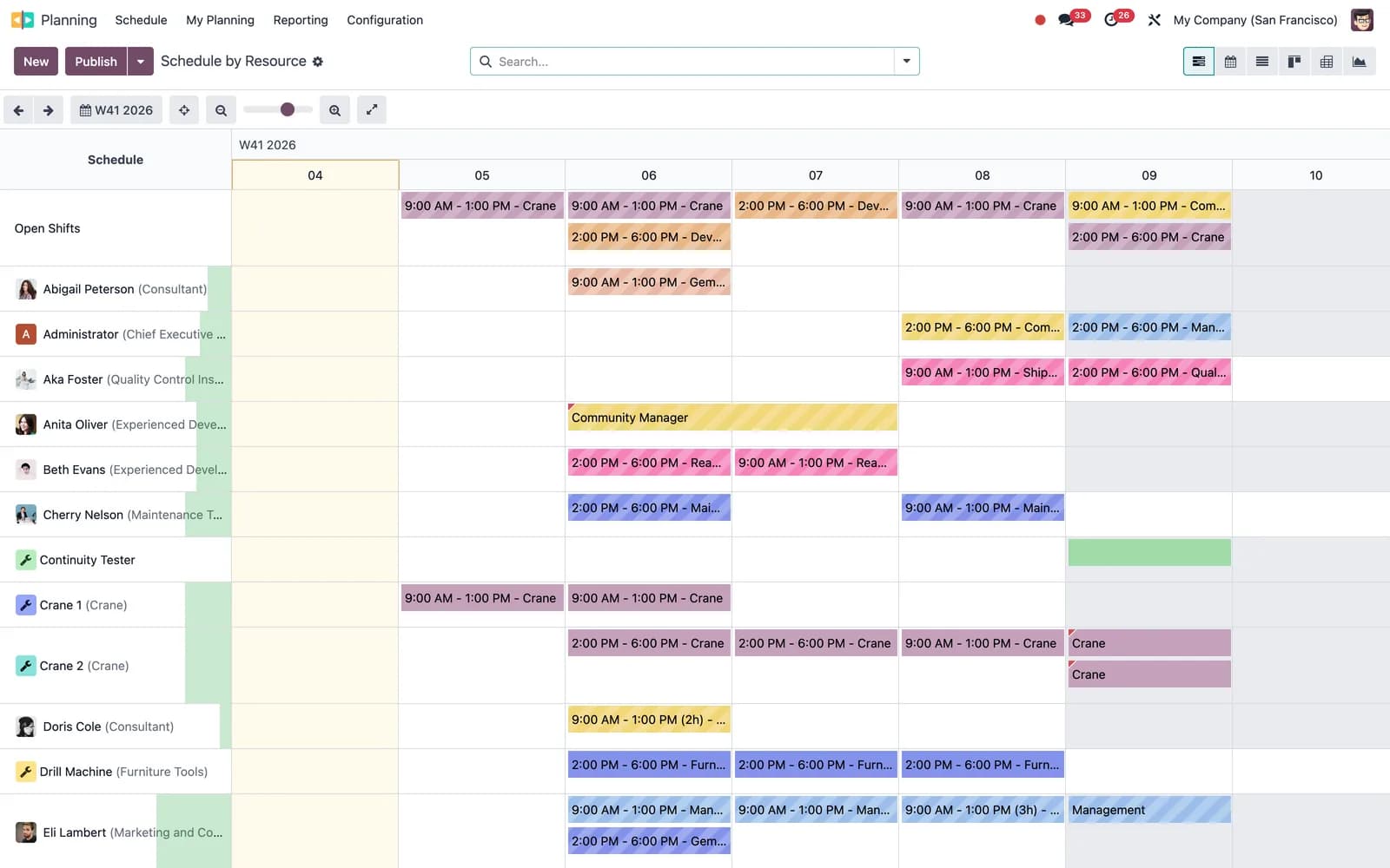 Odoo Planning: Schedule